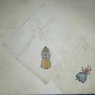 Three antique handkerchiefs with embroidery designs