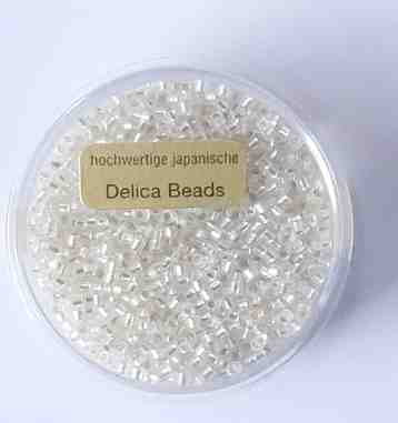 Delica Perlen 2 mm 9 Gramm cristall silbereinzug