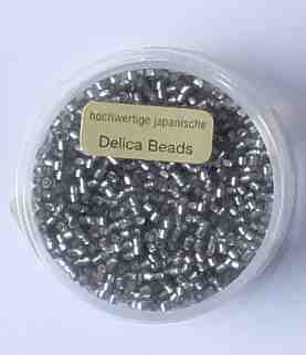 Delica Perlen 2 mm 9 Gramm silbereinzug grau