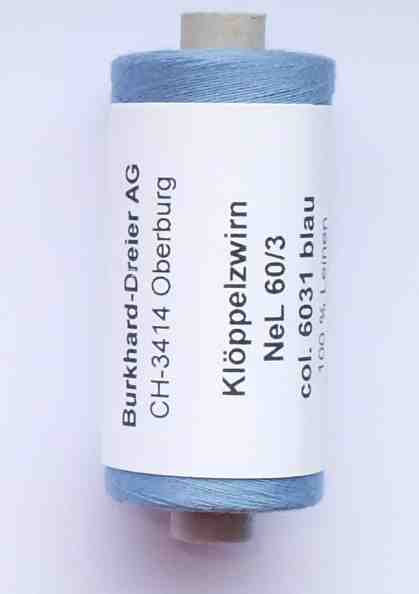 Klppelzwirn NeL 60/3 Col. 6031 blau 25 Gramm