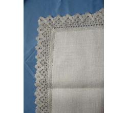 Tablecloth linen with crochetlace 85 x 85 cm
